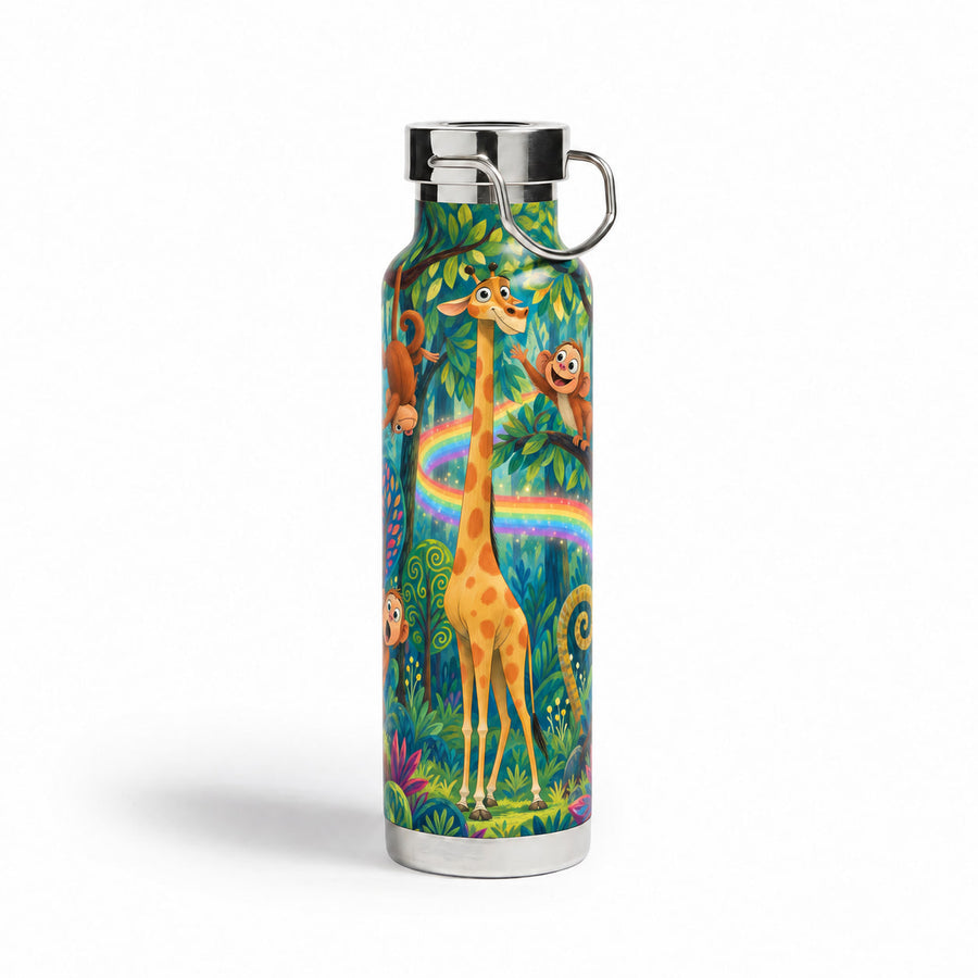 Jungle kids' water bottle, 650ml (22oz), with the design from Magikast's jungle storybook